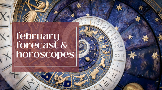 february astrology forecast and horoscopes banner image for blog