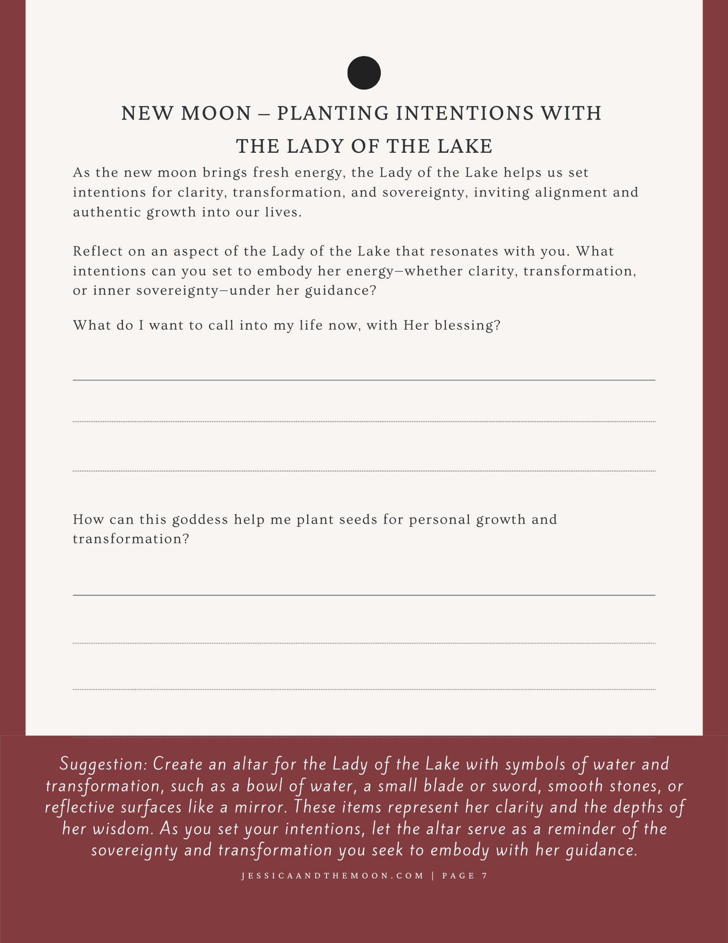 Goddess Workbook: The Lady of the Lake