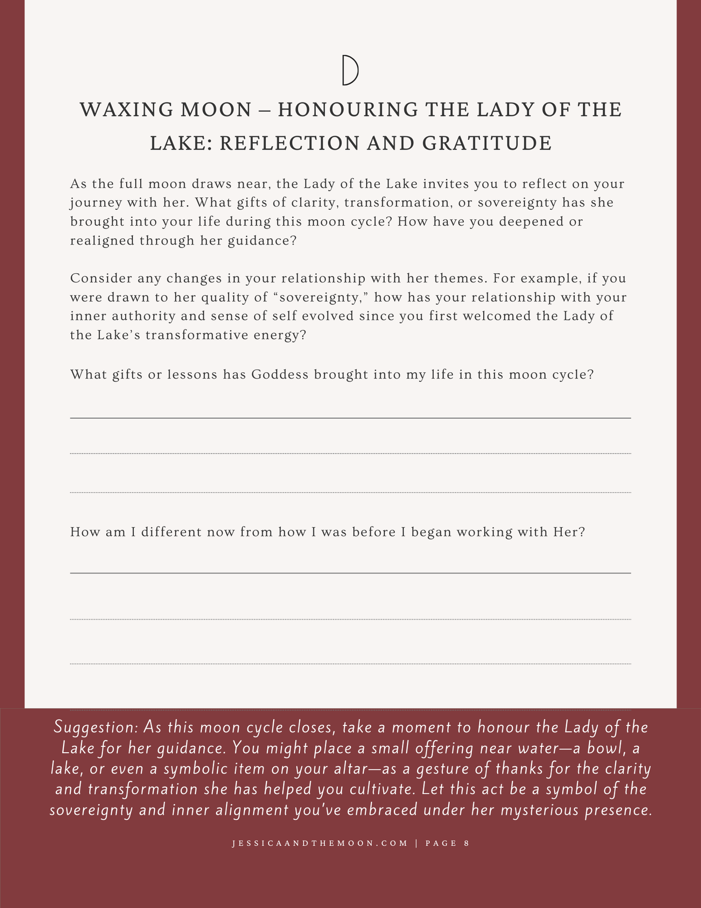 Goddess Workbook: The Lady of the Lake